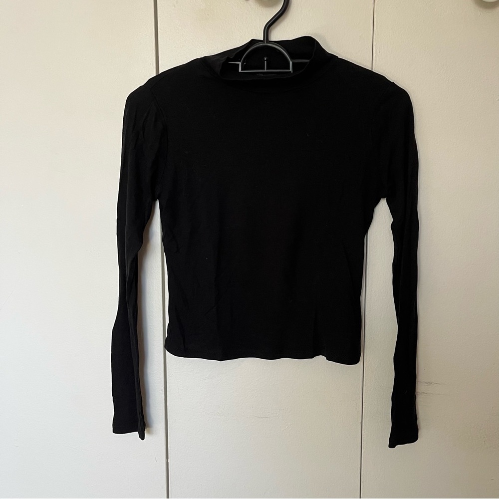 Topshop petite black cropped turtleneck